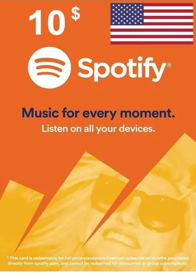 Код пополнения Spotify номинал 10 USD