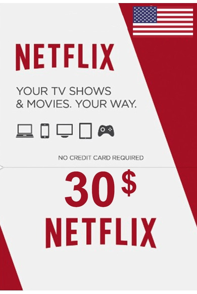 Карта пополнения Netflix Gift Card номинал 30 USD