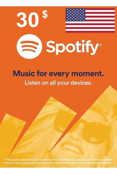 Код пополнения Spotify номинал 30 USD