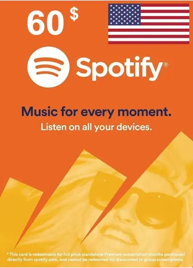 Код пополнения Spotify номинал 60 USD