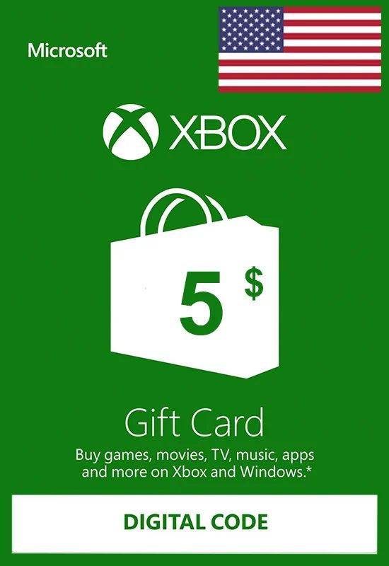Пополнение кошелька Xbox, карта оплаты Xbox, регион US, 5 US
